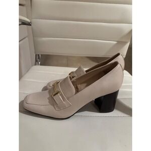 Liz Claiborne Women's LC Morris Beige Square Toe Block Heel Loafer Shoes Size 9